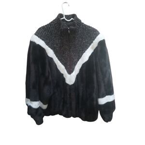 Vintage 80s Jacket Faux Fur Womens Size XL Brown Heavy Knit Union Made